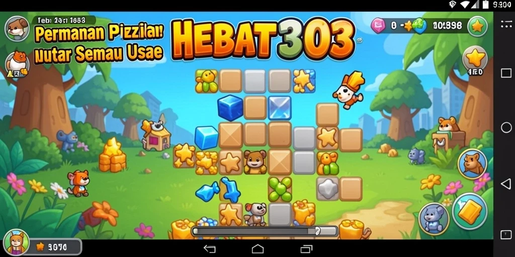 Screenshot HEBAT303 menunjukkan gameplay penuh tantangan puzzle.