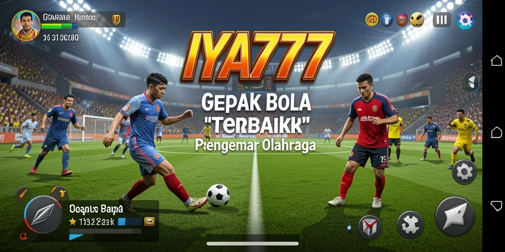 Screenshot menunjukkan aksi seru dalam permainan sepak bola IYA777.