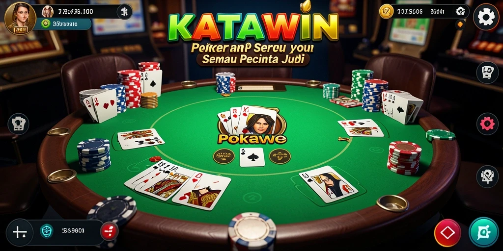 Tampilan gameplay KATAWIN yang seru dan mendebarkan dalam permainan Poker.