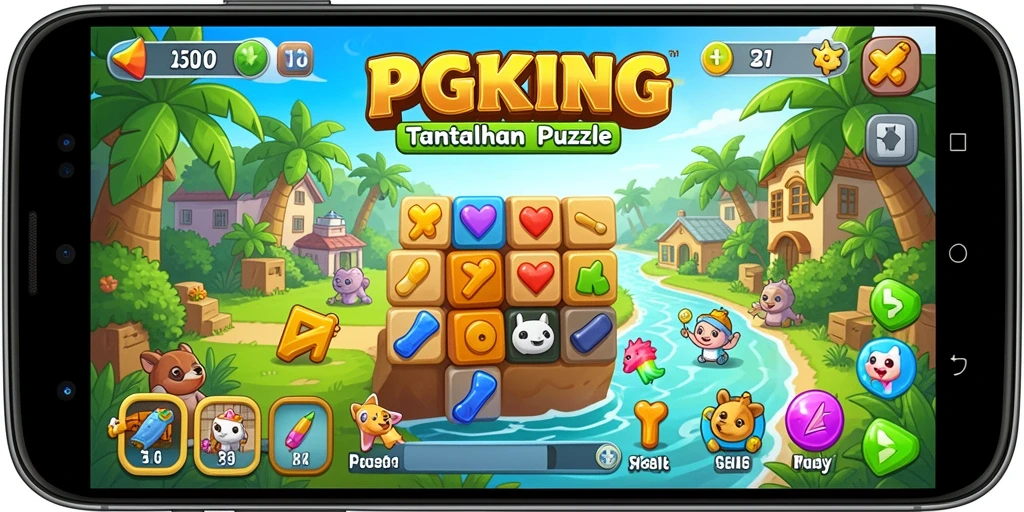 Screenshot PGKING menampilkan gameplay teka-teki yang menarik.
