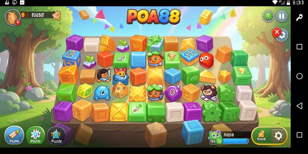 Screenshot utama POA88 yang menampilkan gameplay menantang dan penuh warna.