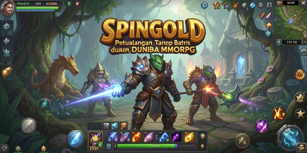 Screenshot gameplay SPINGOLD yang menunjukkan petualangan seru di dunia MMORPG.